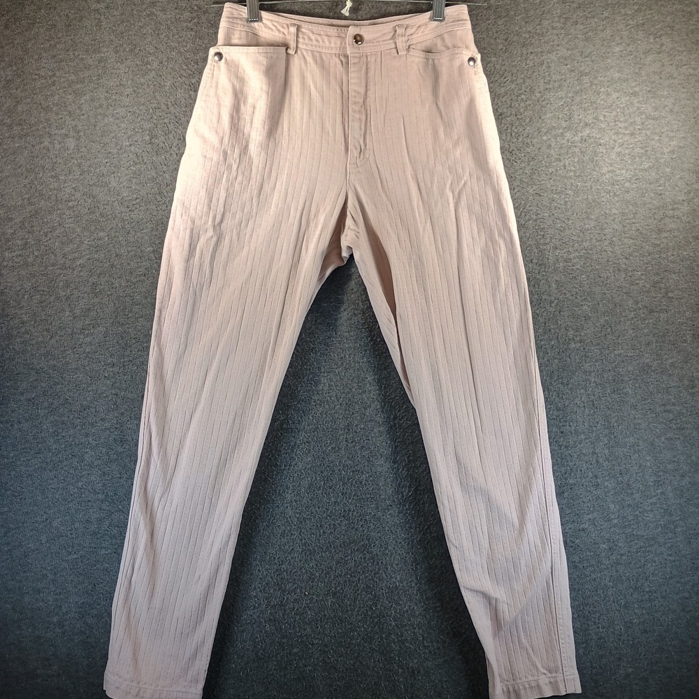 Liz Sport Jeans Womens 10 Pink‎ Light Wash Buttons Stiped Skinny Tapered Leg